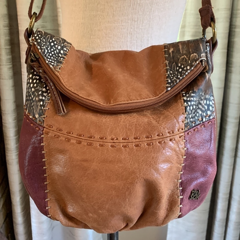 The Sak multi colored patchwork leather shoulder strap purse - Picture 2 of 12